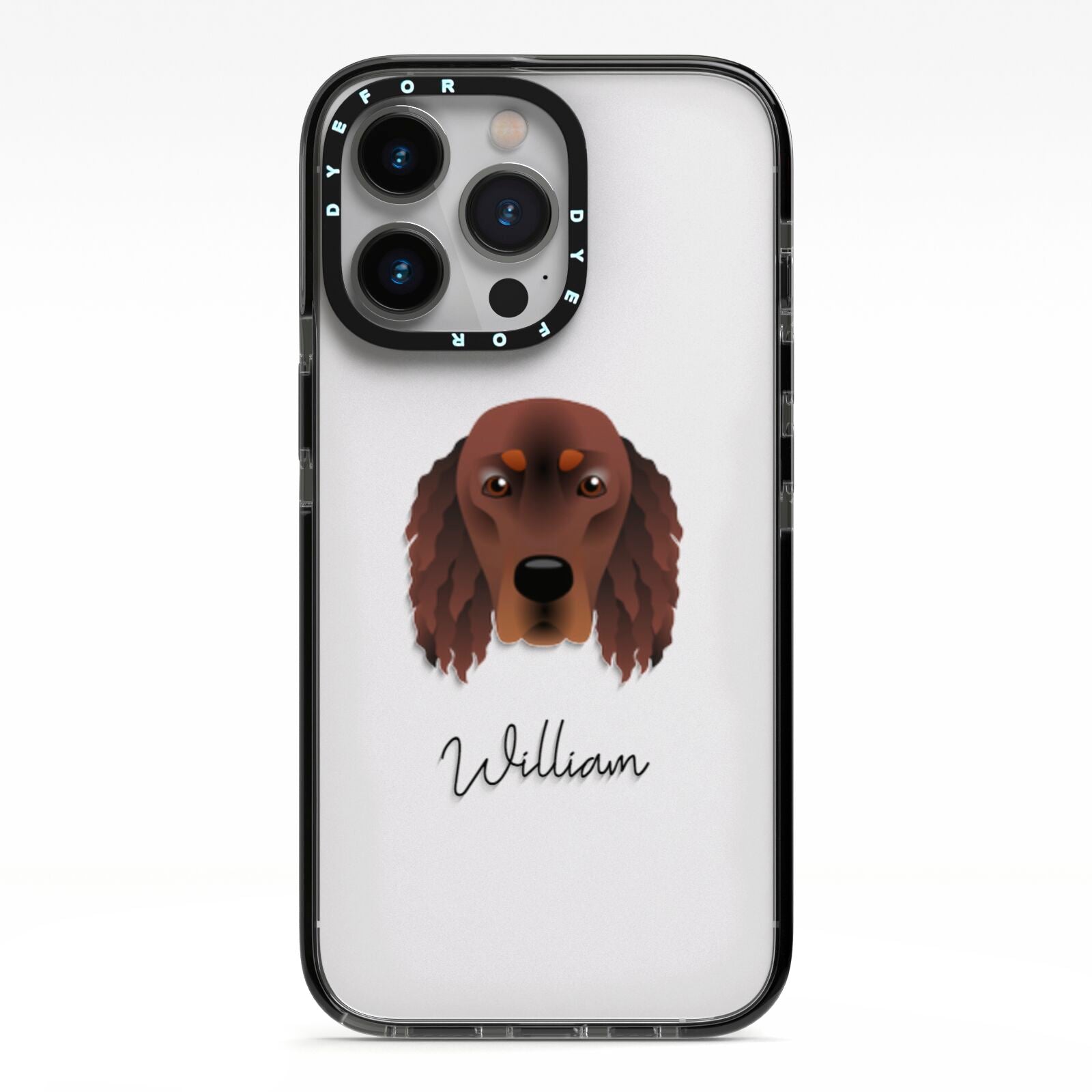 Gordon Setter Personalised iPhone 13 Pro Black Impact Case on Silver phone