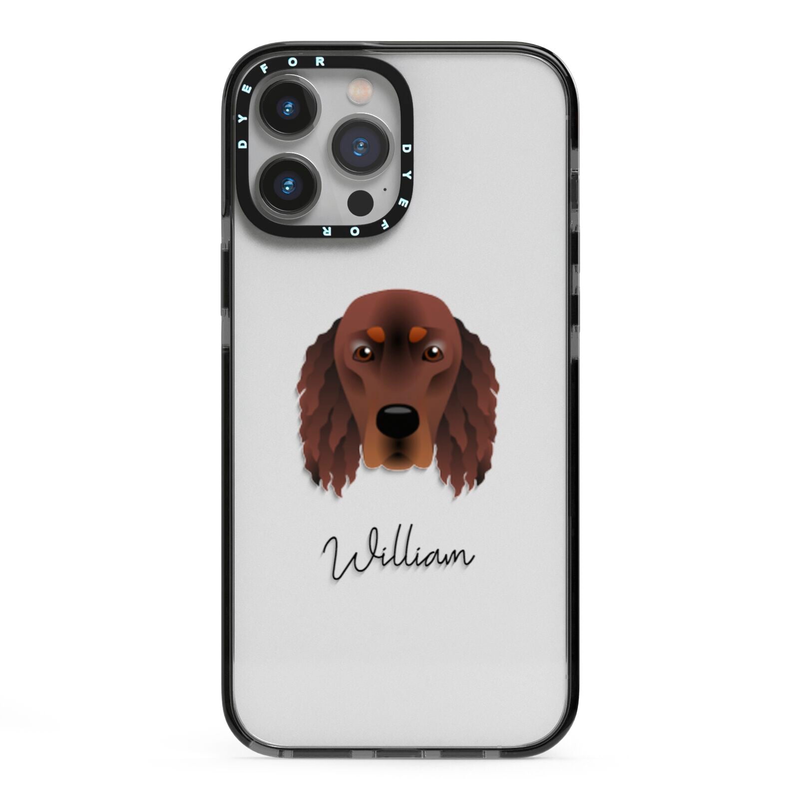 Gordon Setter Personalised iPhone 13 Pro Max Black Impact Case on Silver phone
