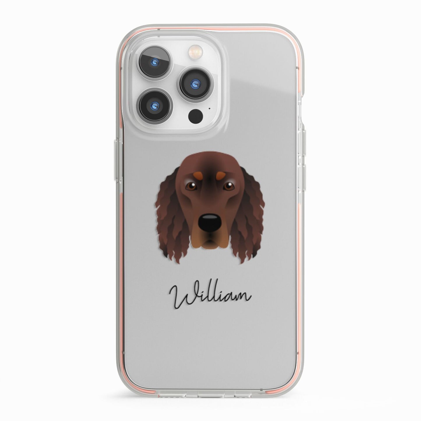 Gordon Setter Personalised iPhone 13 Pro TPU Impact Case with Pink Edges