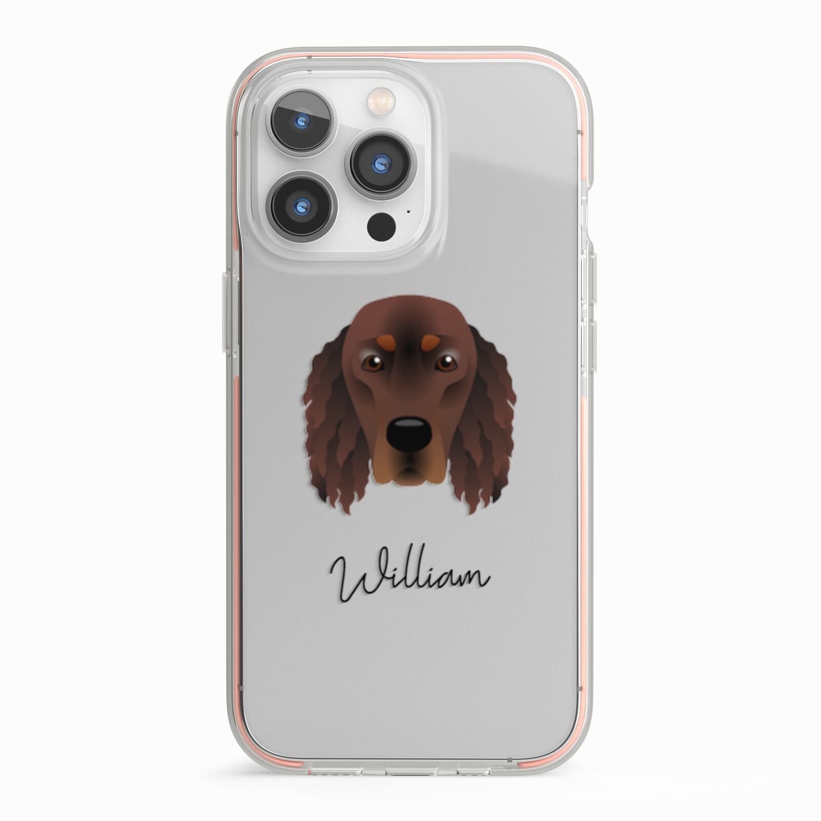 Gordon Setter Personalised iPhone 13 Pro TPU Impact Case with Pink Edges