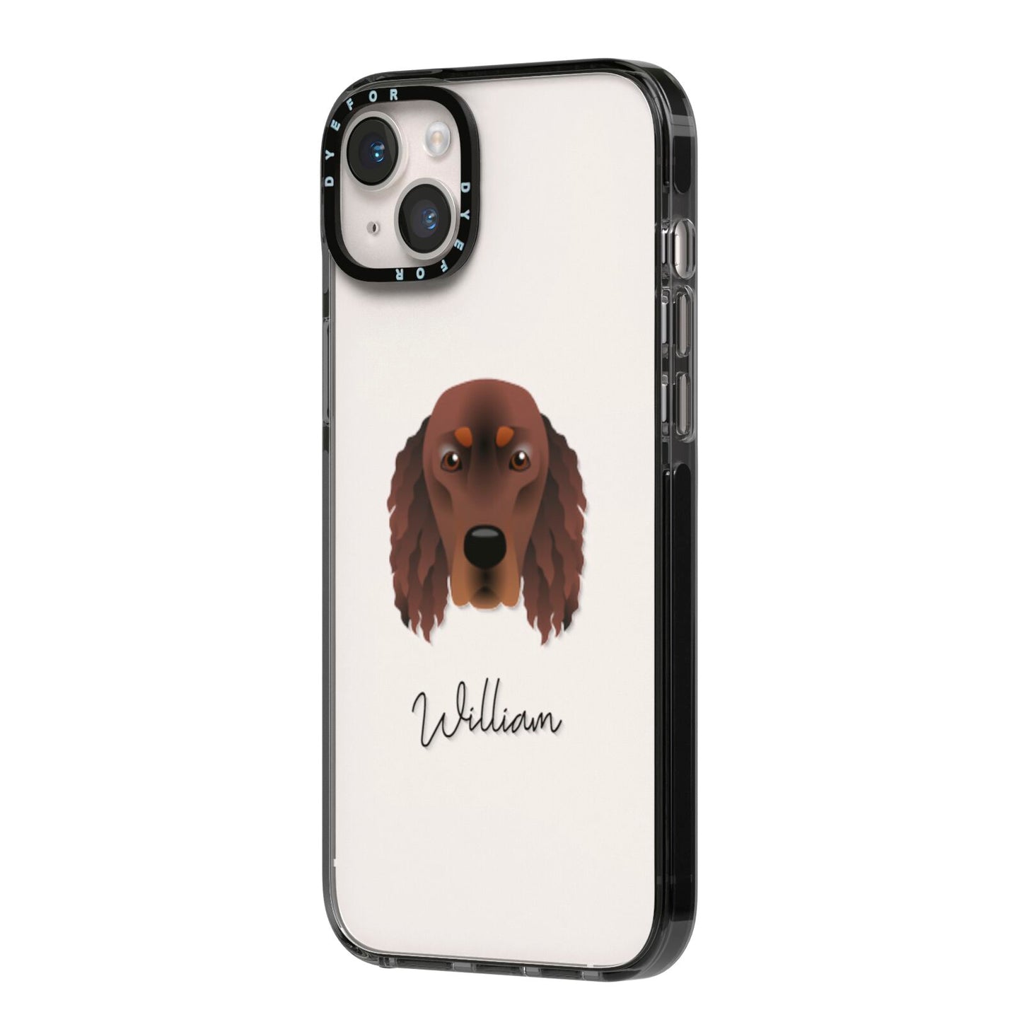 Gordon Setter Personalised iPhone 14 Plus Black Impact Case Side Angle on Silver phone