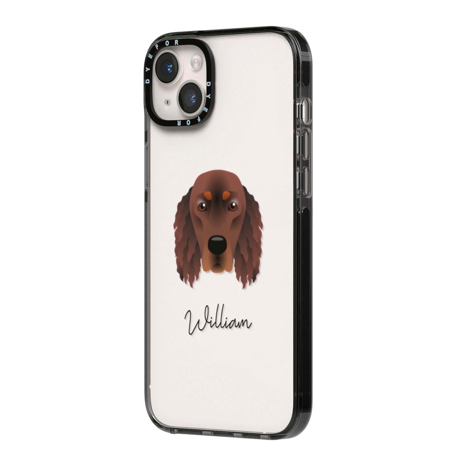 Gordon Setter Personalised iPhone 14 Plus Black Impact Case Side Angle on Silver phone
