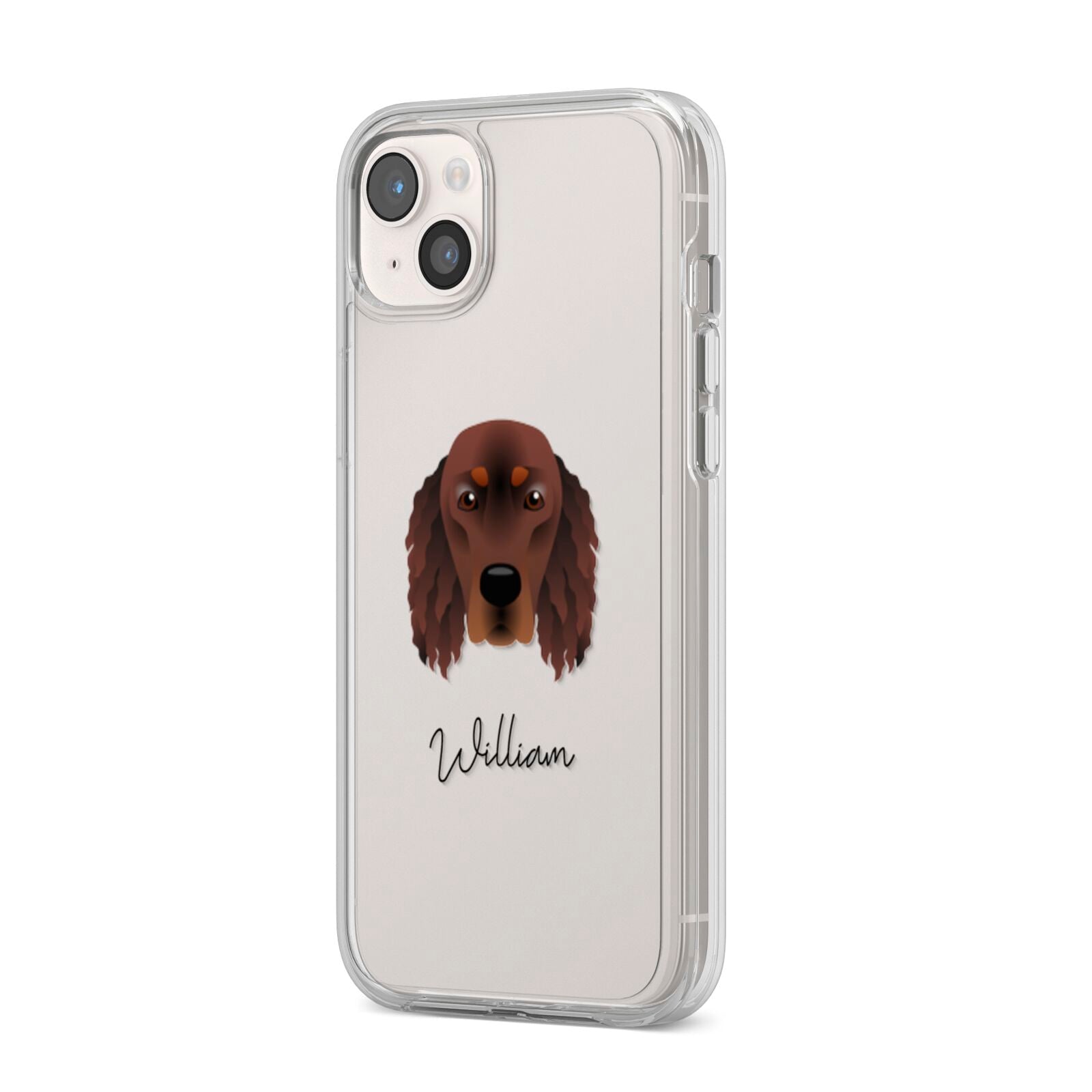 Gordon Setter Personalised iPhone 14 Plus Clear Tough Case Starlight Angled Image
