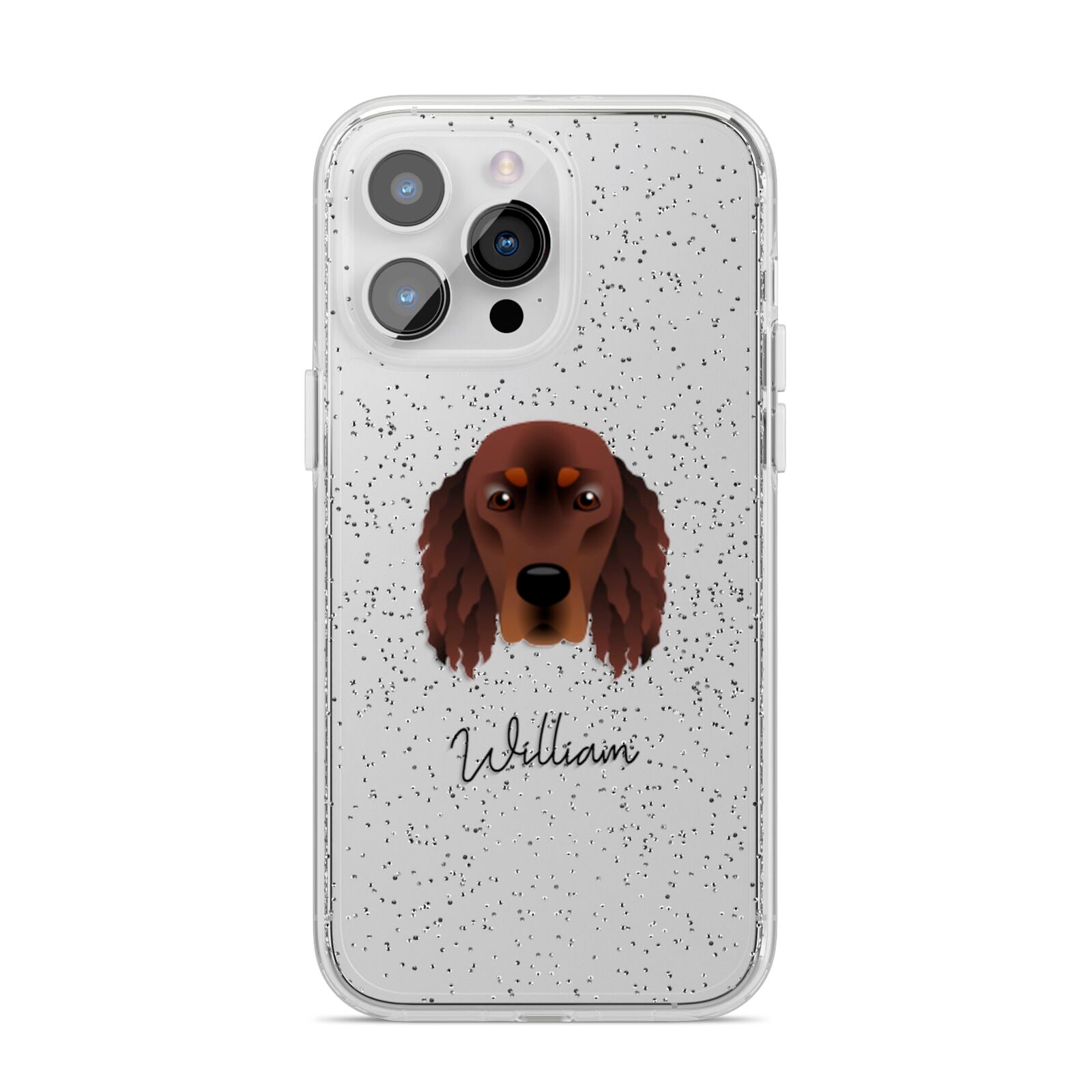Gordon Setter Personalised iPhone 14 Pro Max Glitter Tough Case Silver