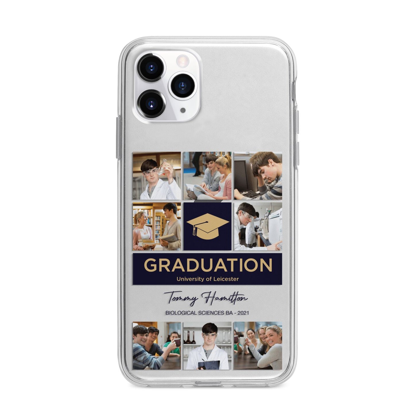 Graduation Personalised Photos Apple iPhone 11 Pro Max in Silver with Bumper Case