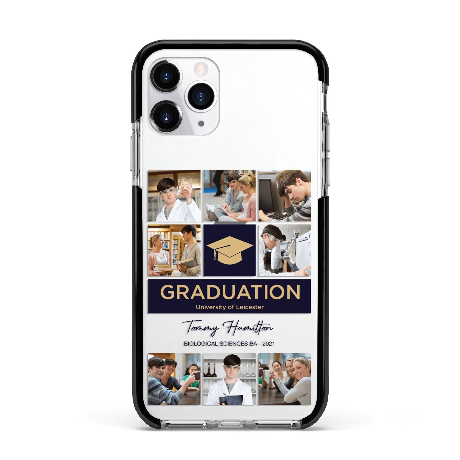 Graduation Personalised Photos Apple iPhone 11 Pro in Silver with Black Impact Case