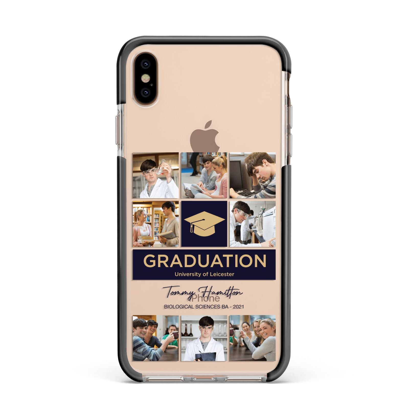 Graduation Personalised Photos Apple iPhone Xs Max Impact Case Black Edge on Gold Phone