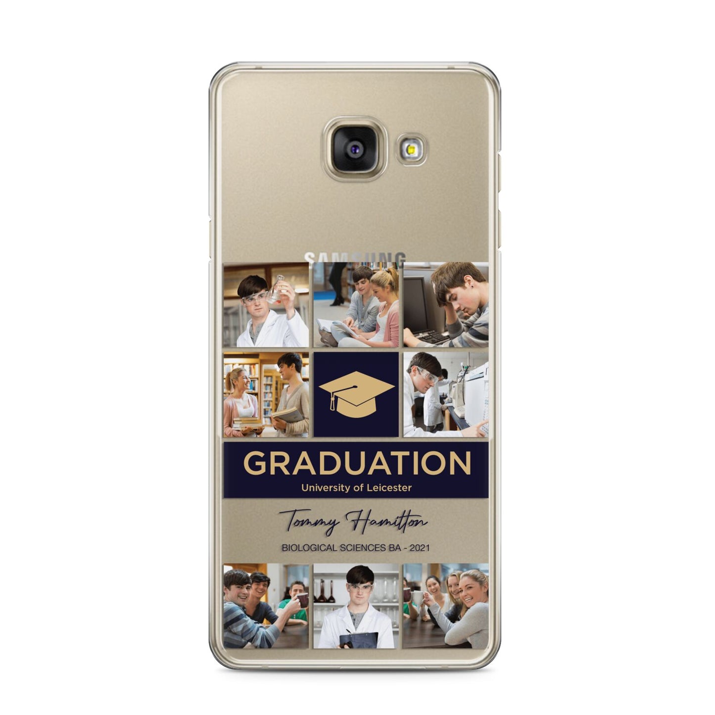 Graduation Personalised Photos Samsung Galaxy A3 2016 Case on gold phone
