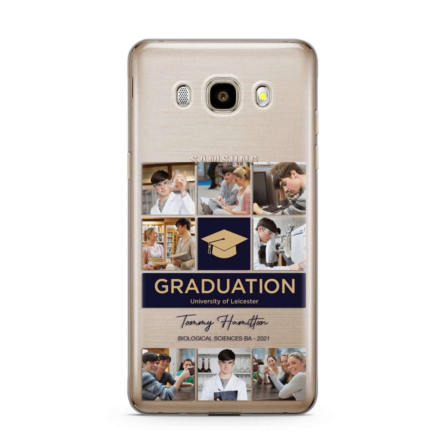 Graduation Personalised Photos Samsung Galaxy J7 2016 Case on gold phone
