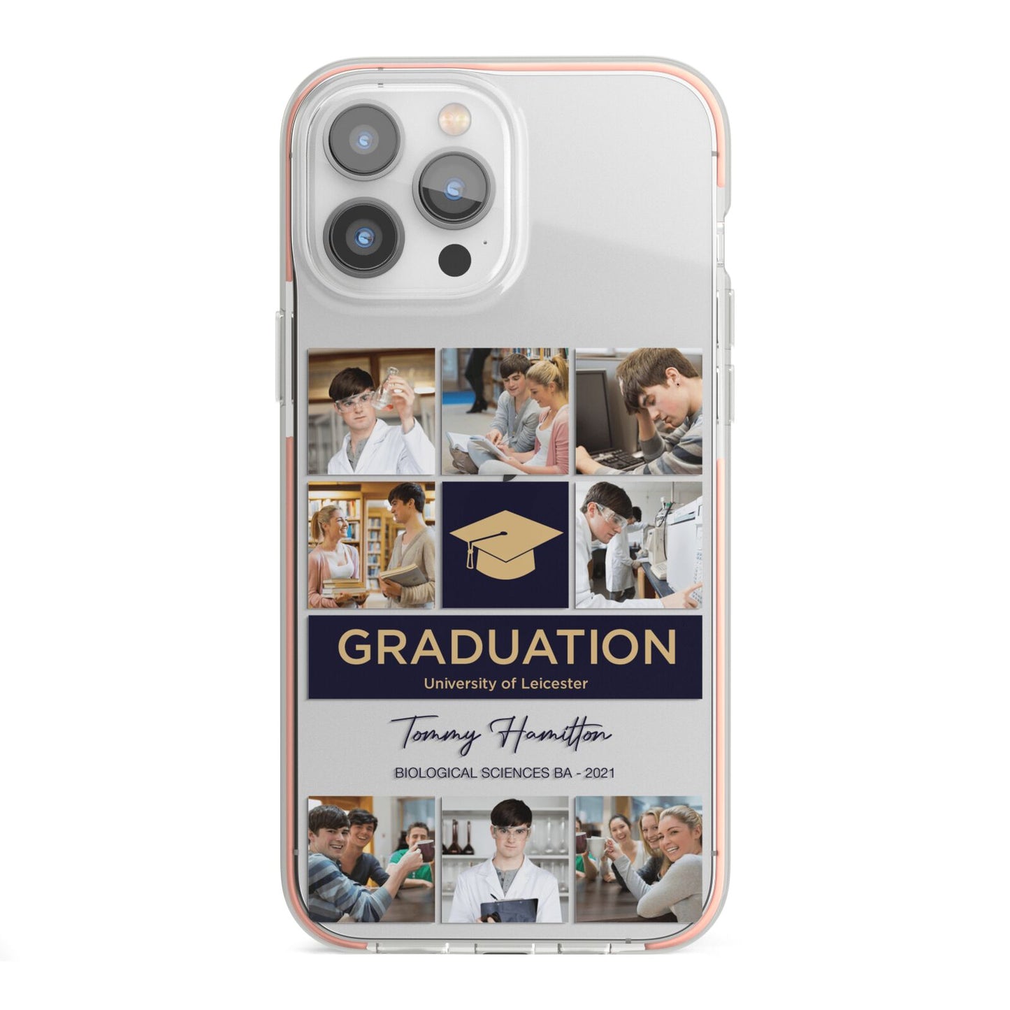 Graduation Personalised Photos iPhone 13 Pro Max TPU Impact Case with Pink Edges