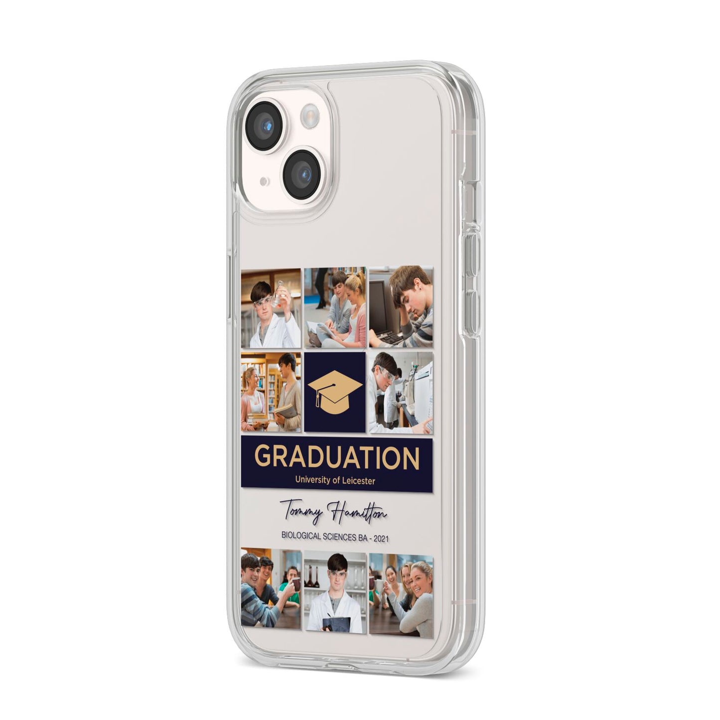 Graduation Personalised Photos iPhone 14 Clear Tough Case Starlight Angled Image
