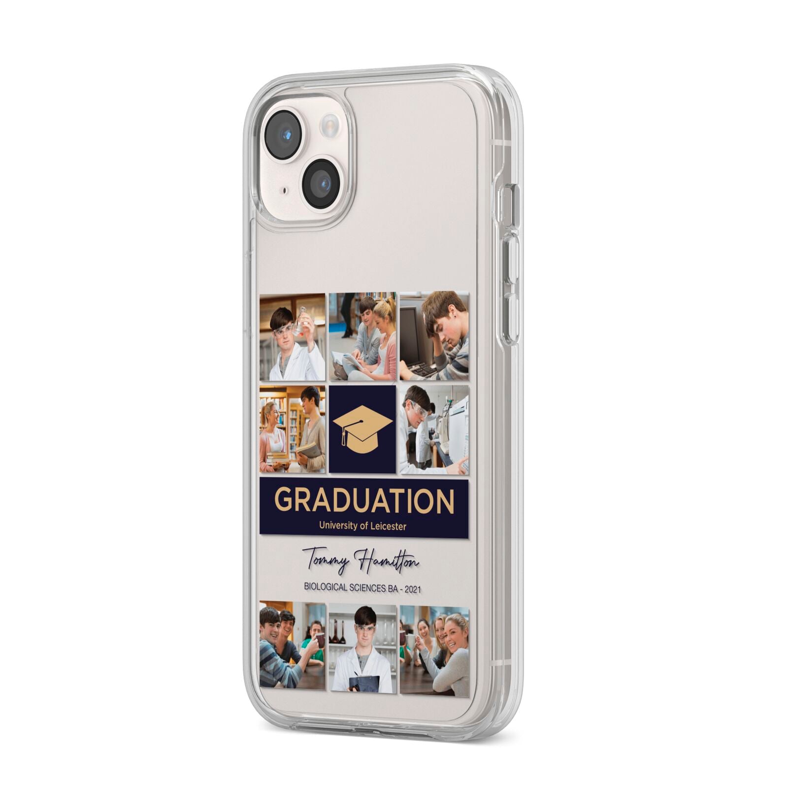Graduation Personalised Photos iPhone 14 Plus Clear Tough Case Starlight Angled Image