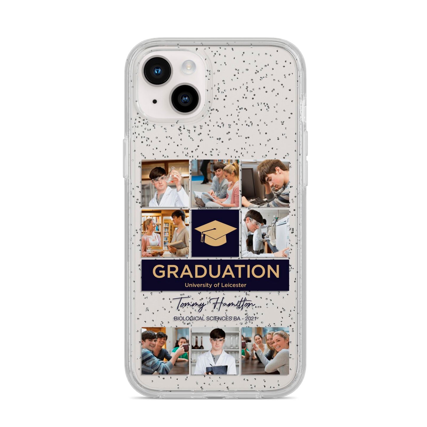 Graduation Personalised Photos iPhone 14 Plus Glitter Tough Case Starlight