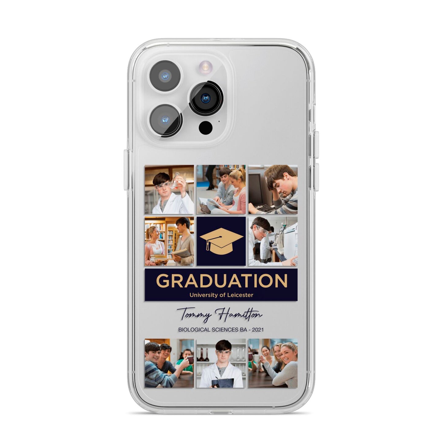 Graduation Personalised Photos iPhone 14 Pro Max Clear Tough Case Silver