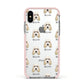 Grand Basset Griffon Vendeen Icon with Name Apple iPhone Xs Impact Case Pink Edge on Silver Phone