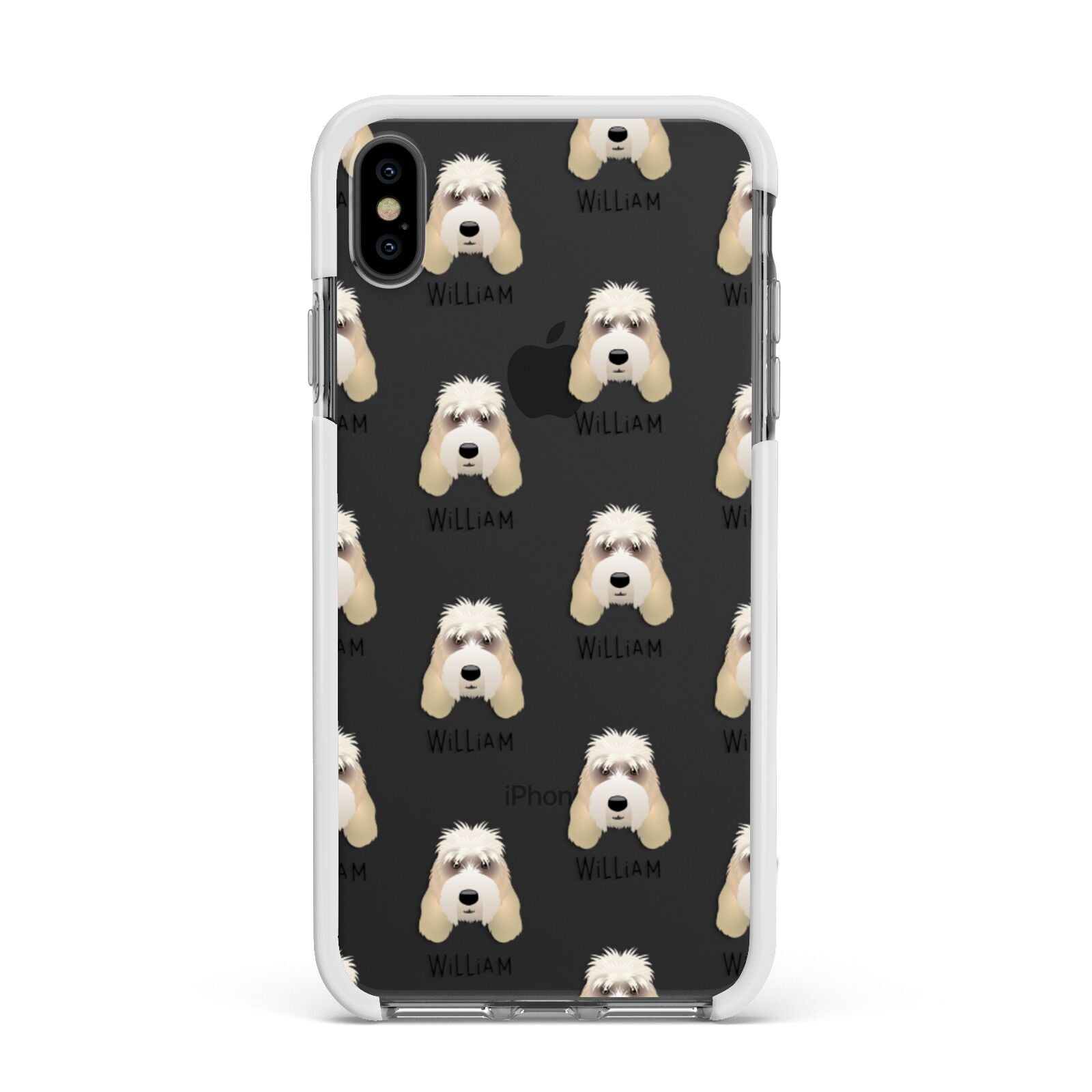 Grand Basset Griffon Vendeen Icon with Name Apple iPhone Xs Max Impact Case White Edge on Black Phone