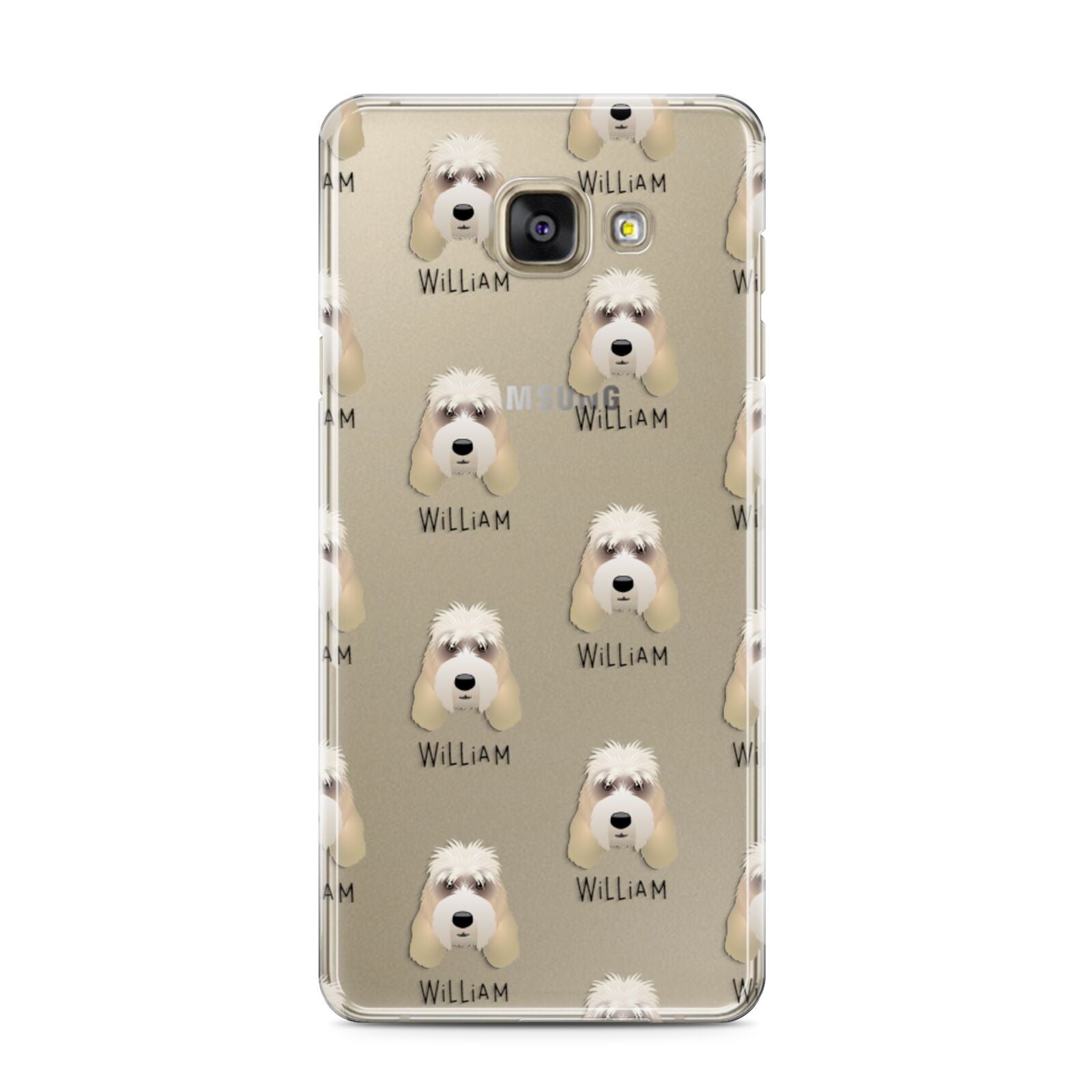 Grand Basset Griffon Vendeen Icon with Name Samsung Galaxy A3 2016 Case on gold phone