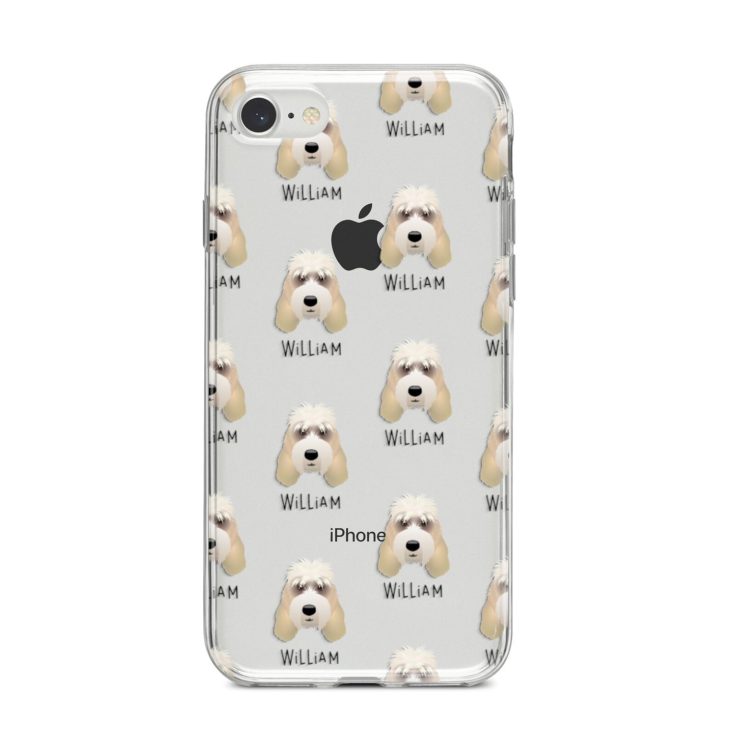 Grand Basset Griffon Vendeen Icon with Name iPhone 8 Bumper Case on Silver iPhone