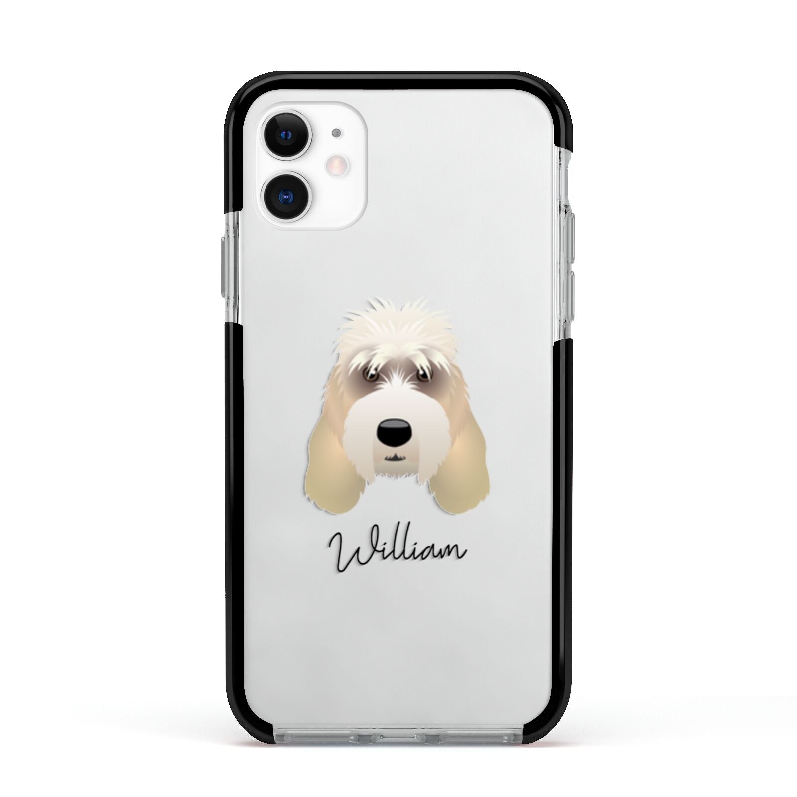 Grand Basset Griffon Vendeen Personalised Apple iPhone 11 in White with Black Impact Case