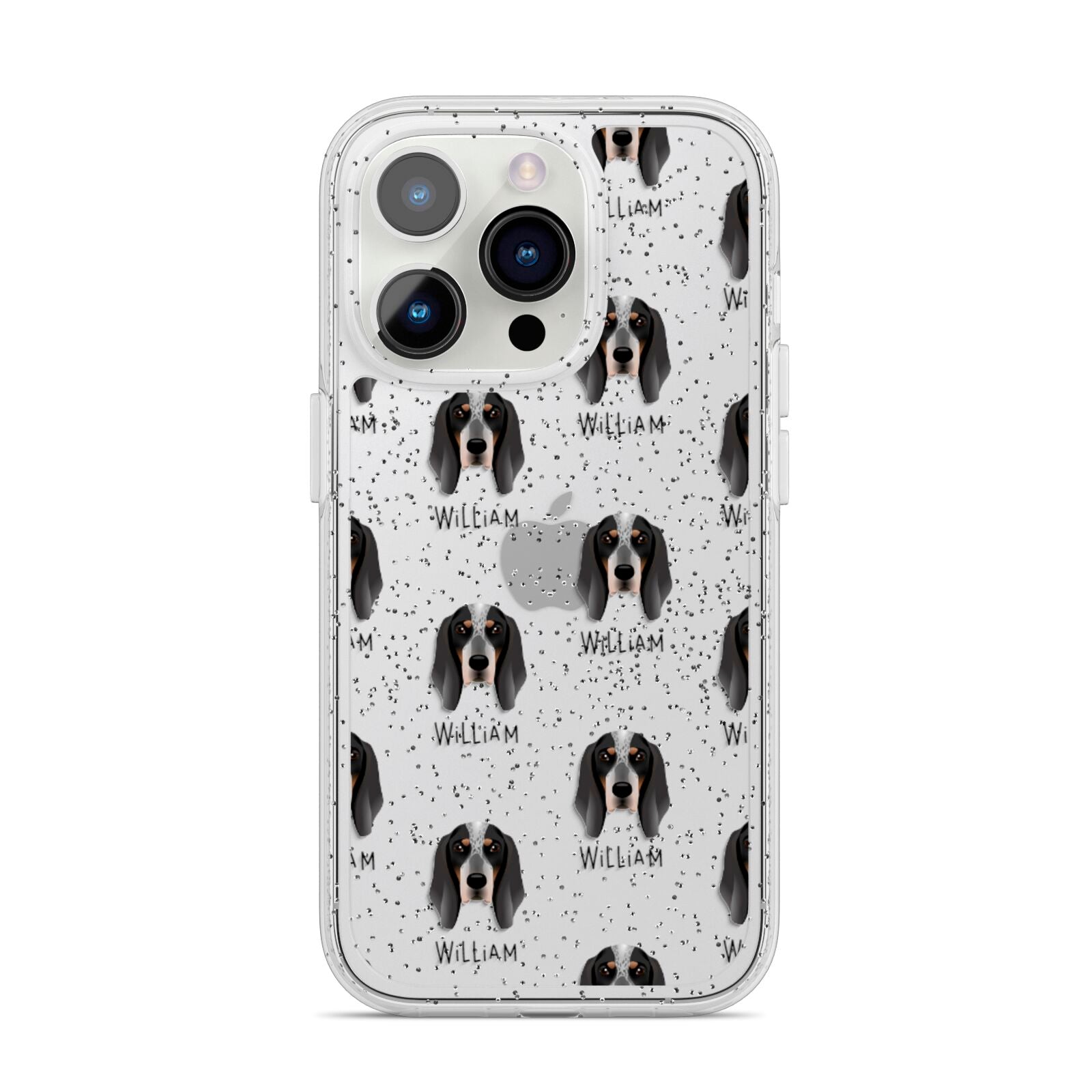 Grand Bleu De Gascogne Icon with Name iPhone 14 Pro Glitter Tough Case Silver