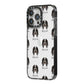 Grand Bleu De Gascogne Icon with Name iPhone 14 Pro Max Black Impact Case Side Angle on Silver phone
