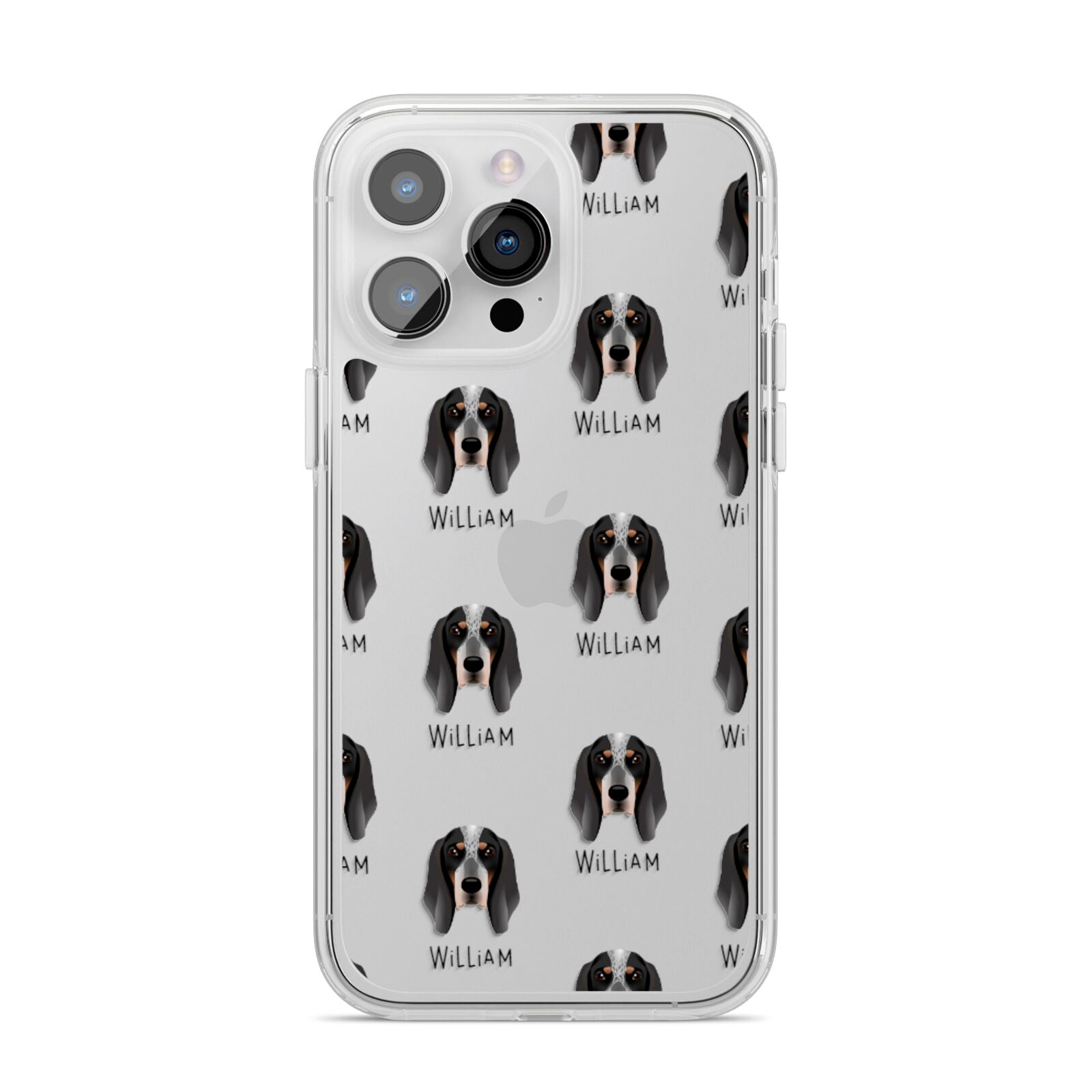 Grand Bleu De Gascogne Icon with Name iPhone 14 Pro Max Clear Tough Case Silver