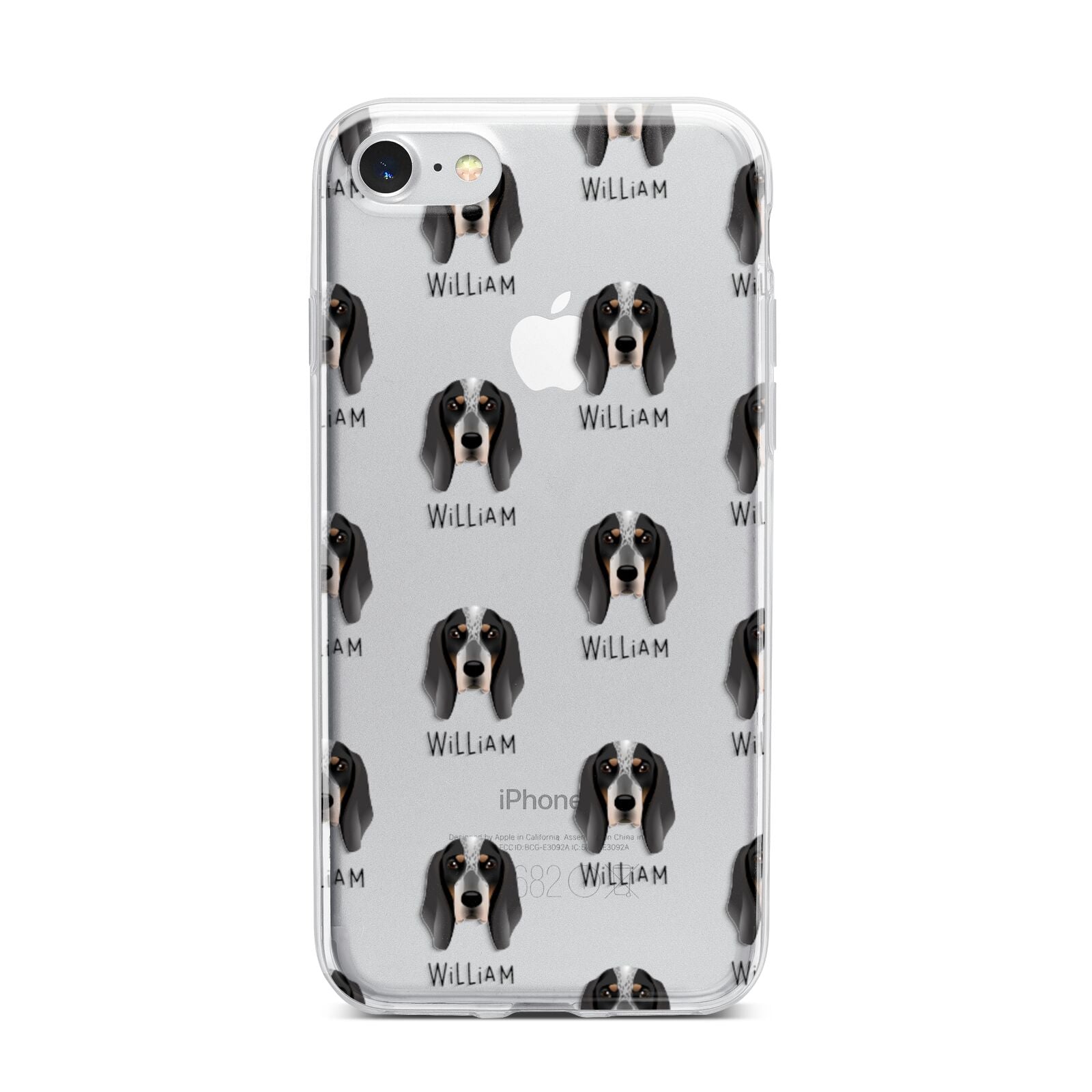 Grand Bleu De Gascogne Icon with Name iPhone 7 Bumper Case on Silver iPhone