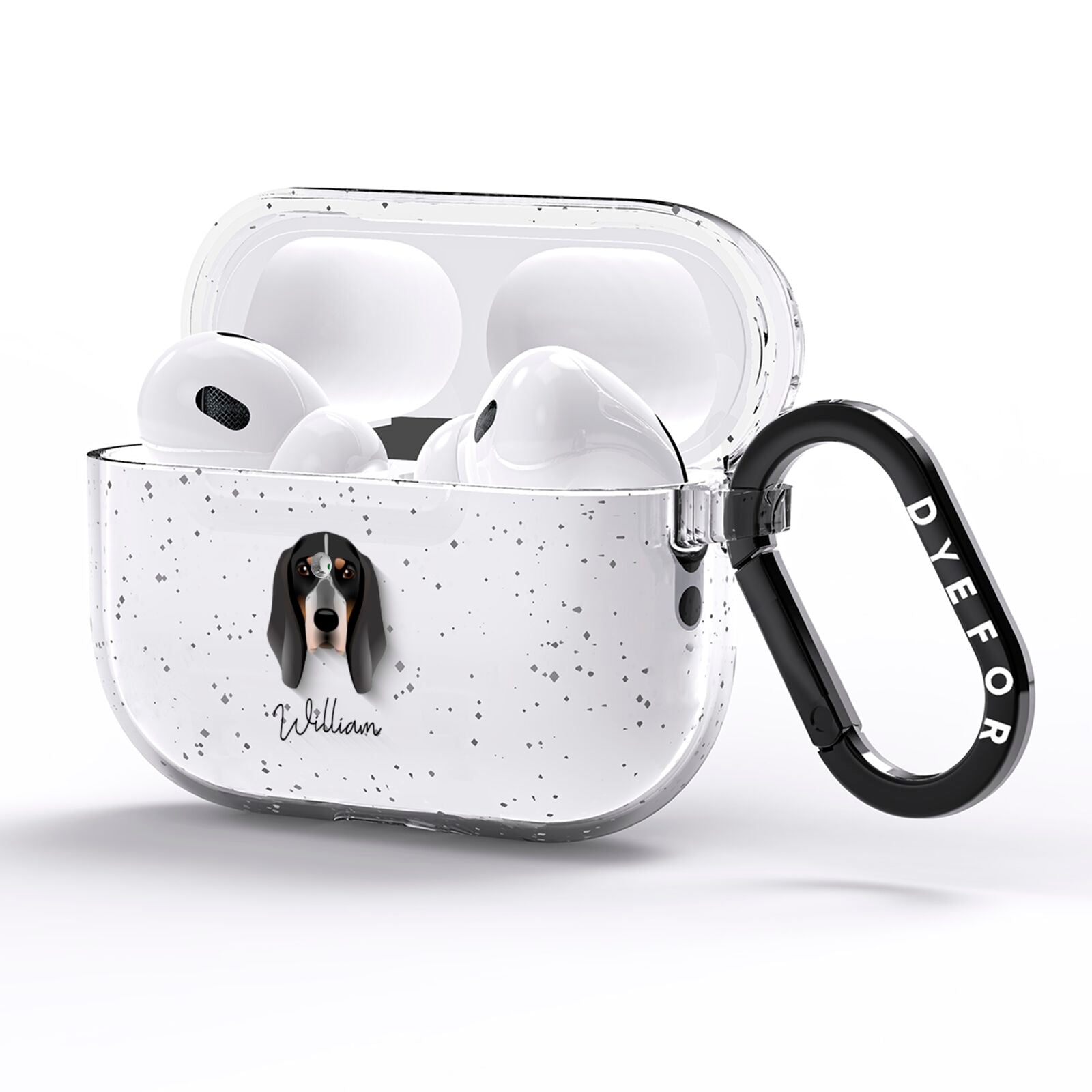 Grand Bleu De Gascogne Personalised AirPods Pro Glitter Case Side Image