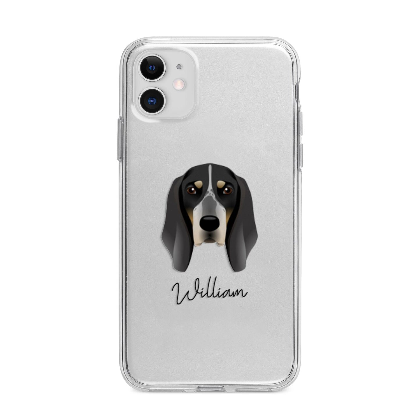 Grand Bleu De Gascogne Personalised Apple iPhone 11 in White with Bumper Case