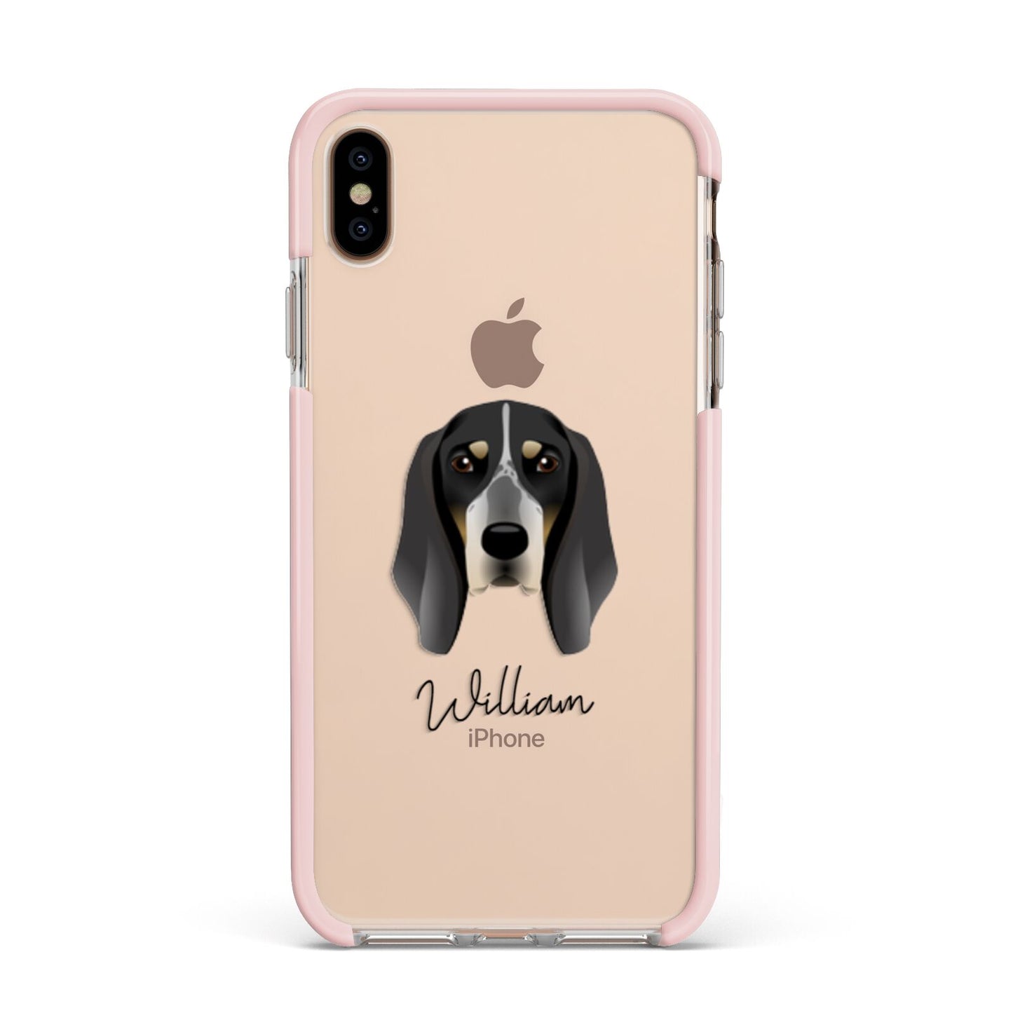 Grand Bleu De Gascogne Personalised Apple iPhone Xs Max Impact Case Pink Edge on Gold Phone
