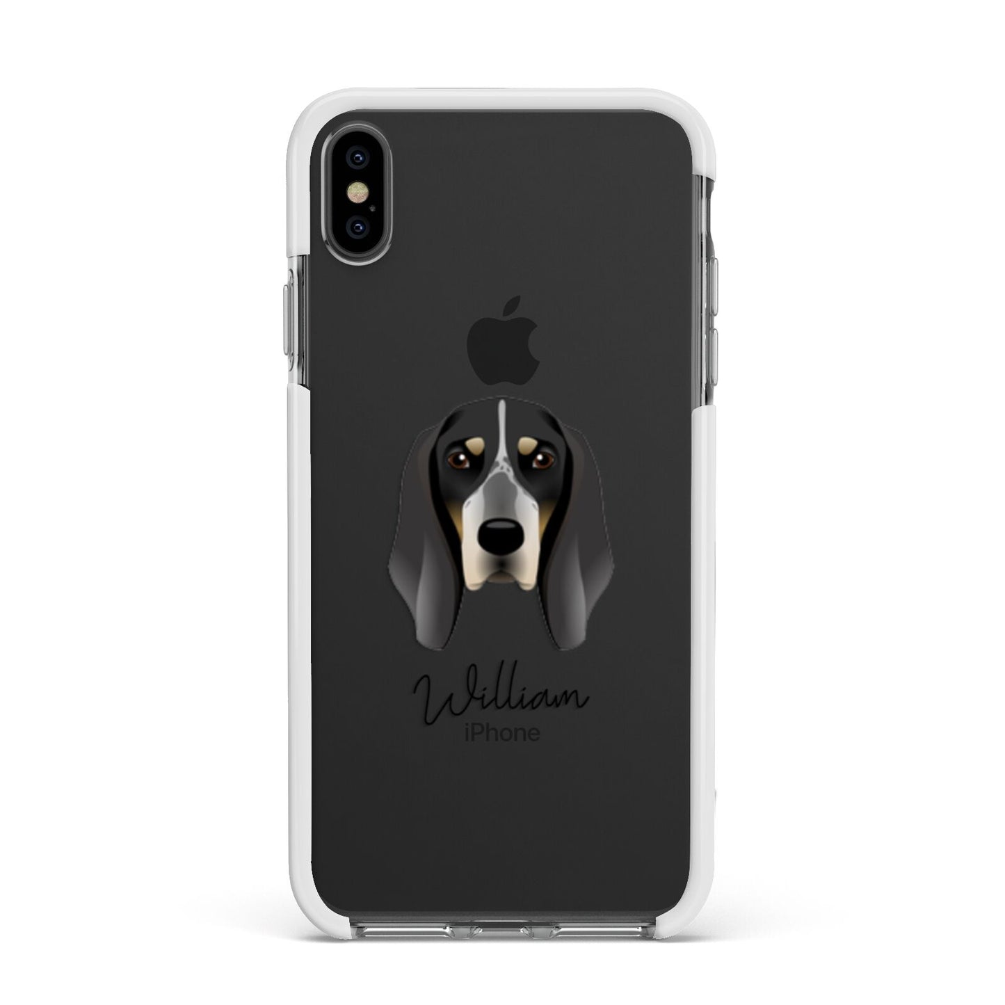 Grand Bleu De Gascogne Personalised Apple iPhone Xs Max Impact Case White Edge on Black Phone