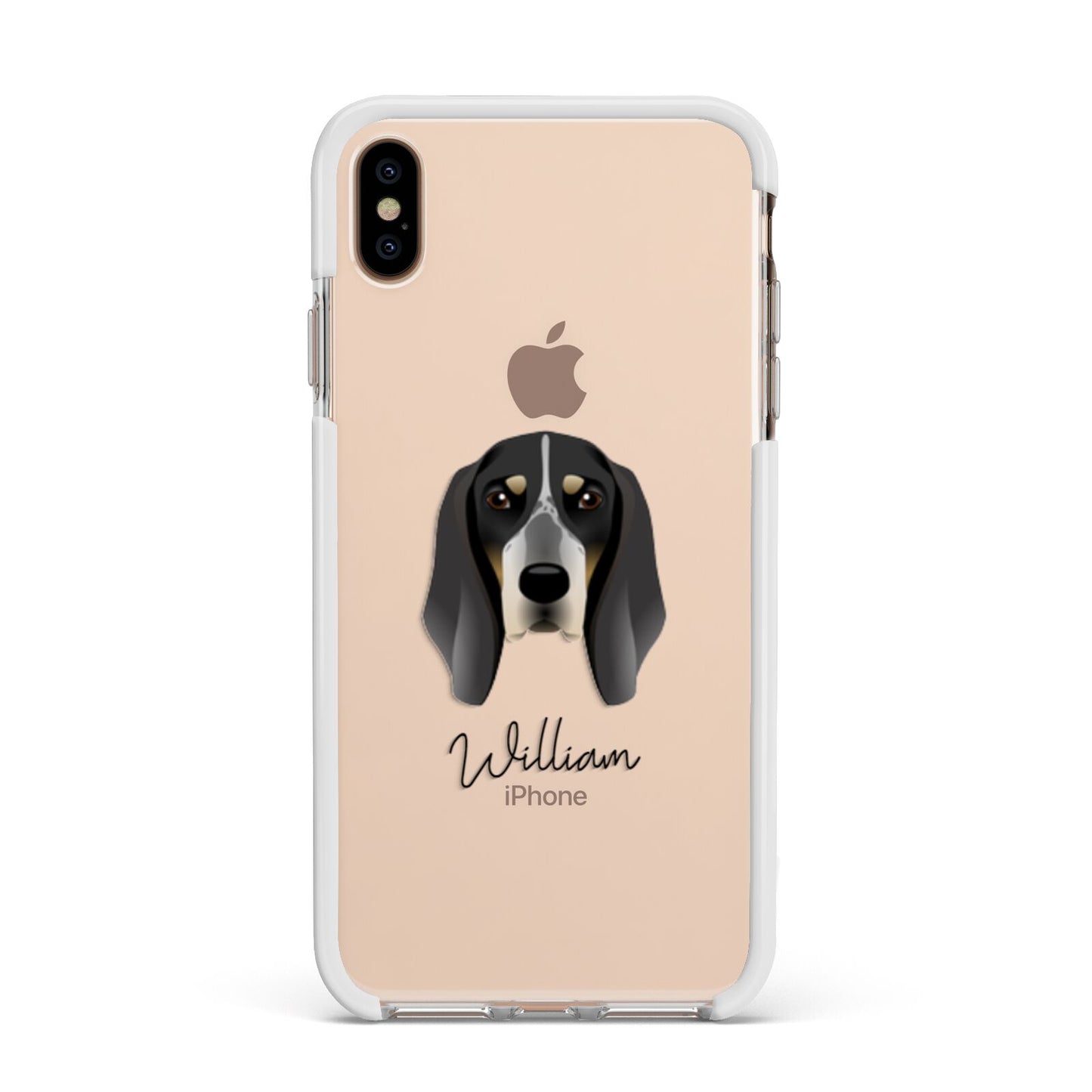 Grand Bleu De Gascogne Personalised Apple iPhone Xs Max Impact Case White Edge on Gold Phone