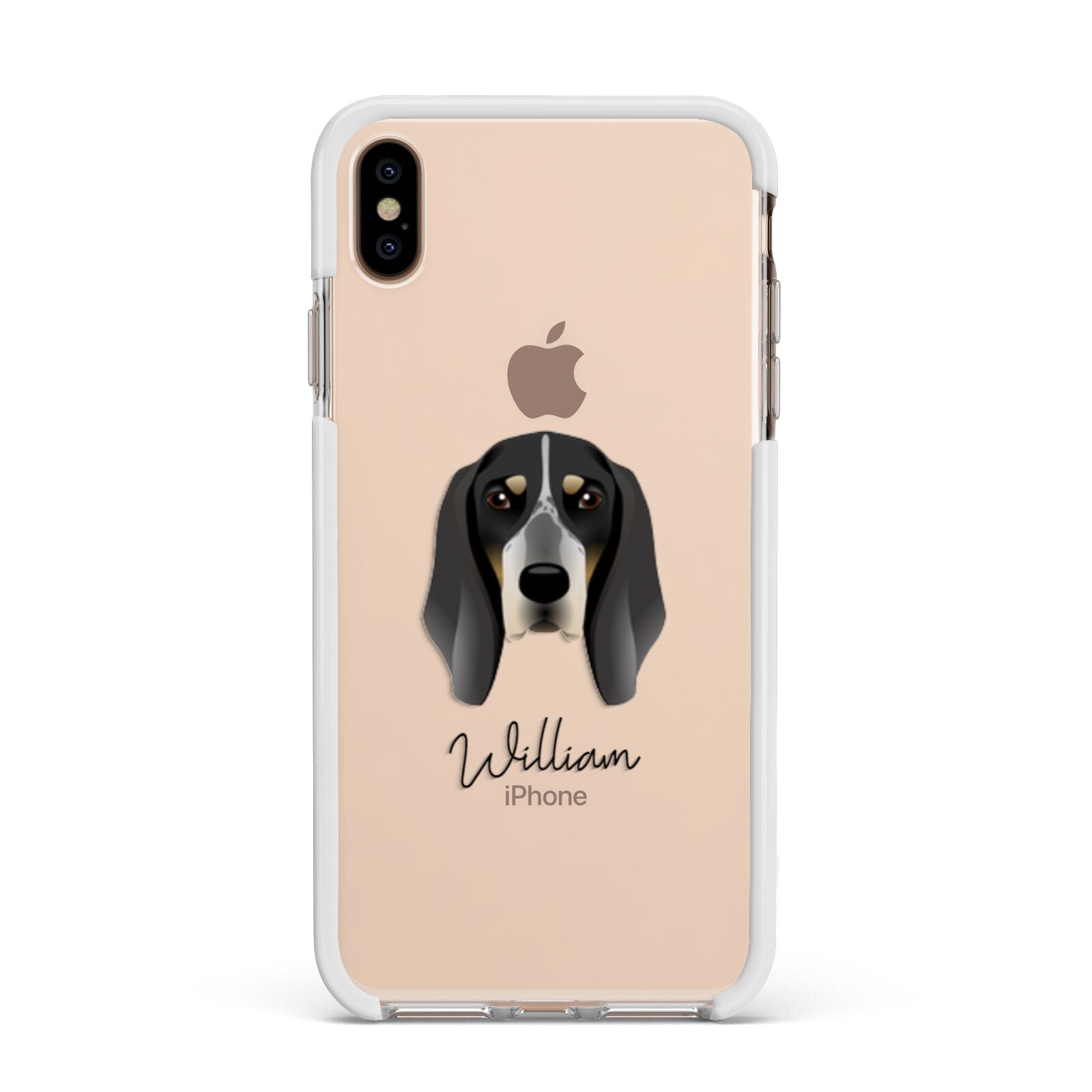 Grand Bleu De Gascogne Personalised Apple iPhone Xs Max Impact Case White Edge on Gold Phone