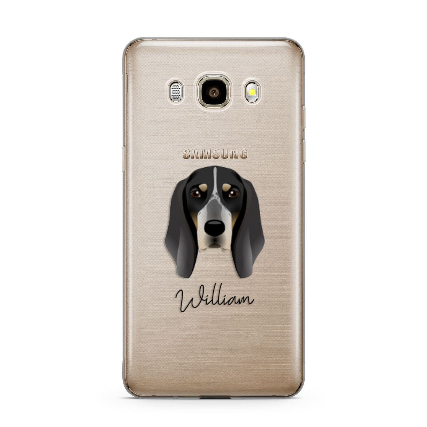 Grand Bleu De Gascogne Personalised Samsung Galaxy J7 2016 Case on gold phone