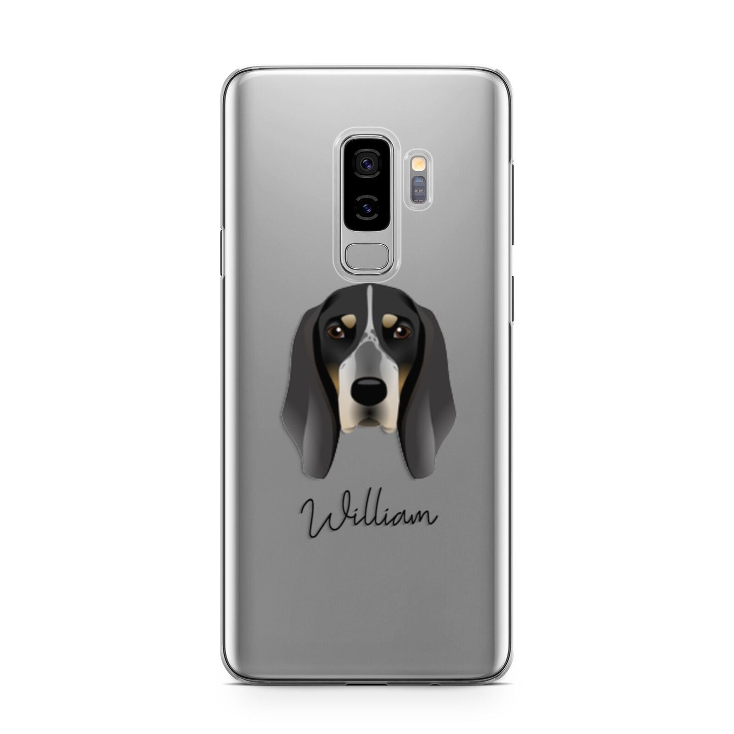 Grand Bleu De Gascogne Personalised Samsung Galaxy S9 Plus Case on Silver phone