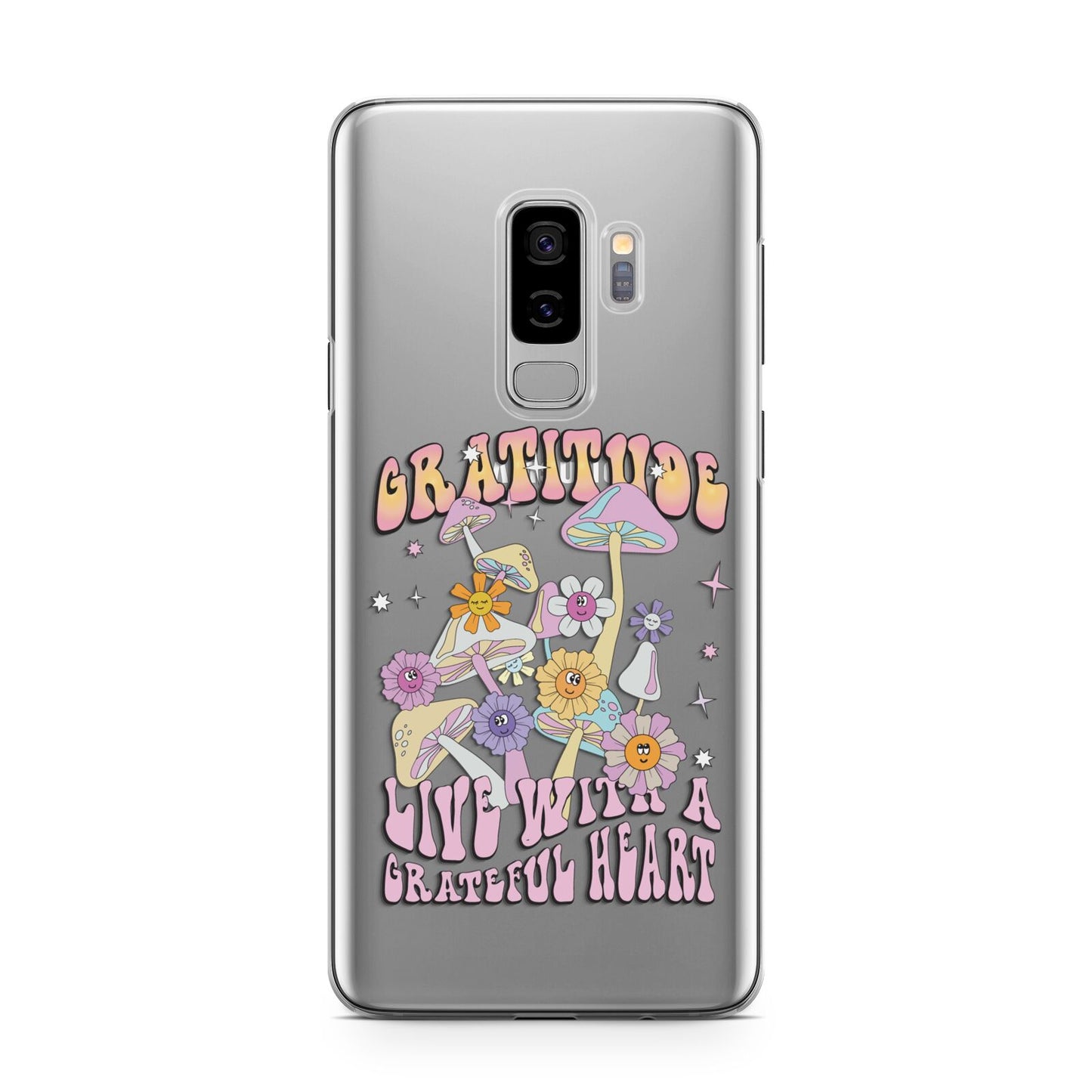 Grattitude Samsung Galaxy S9 Plus Case on Silver phone