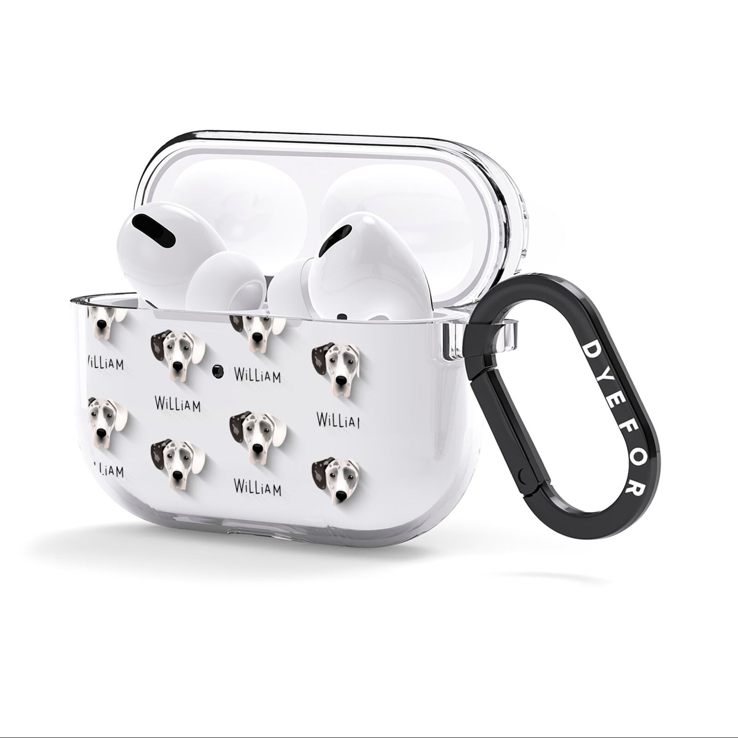 Great Dane Icon with Name AirPods Clear Case 3rd Gen Side Image
