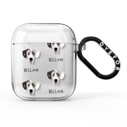 Great Dane Icon with Name AirPods Clear Case