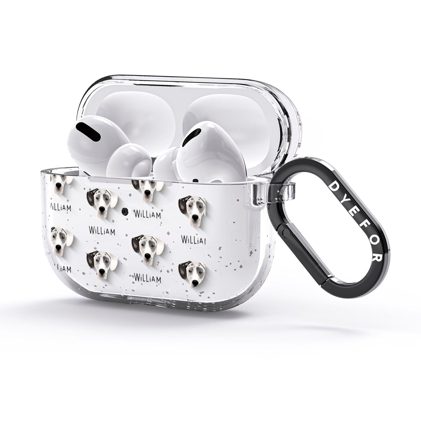 Great Dane Icon with Name AirPods Glitter Case 3rd Gen Side Image