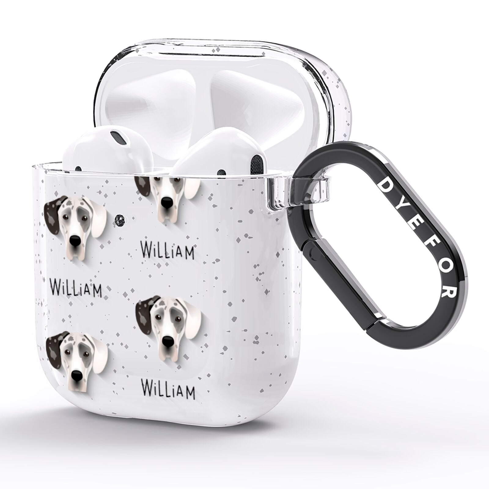 Great Dane Icon with Name AirPods Glitter Case Side Image