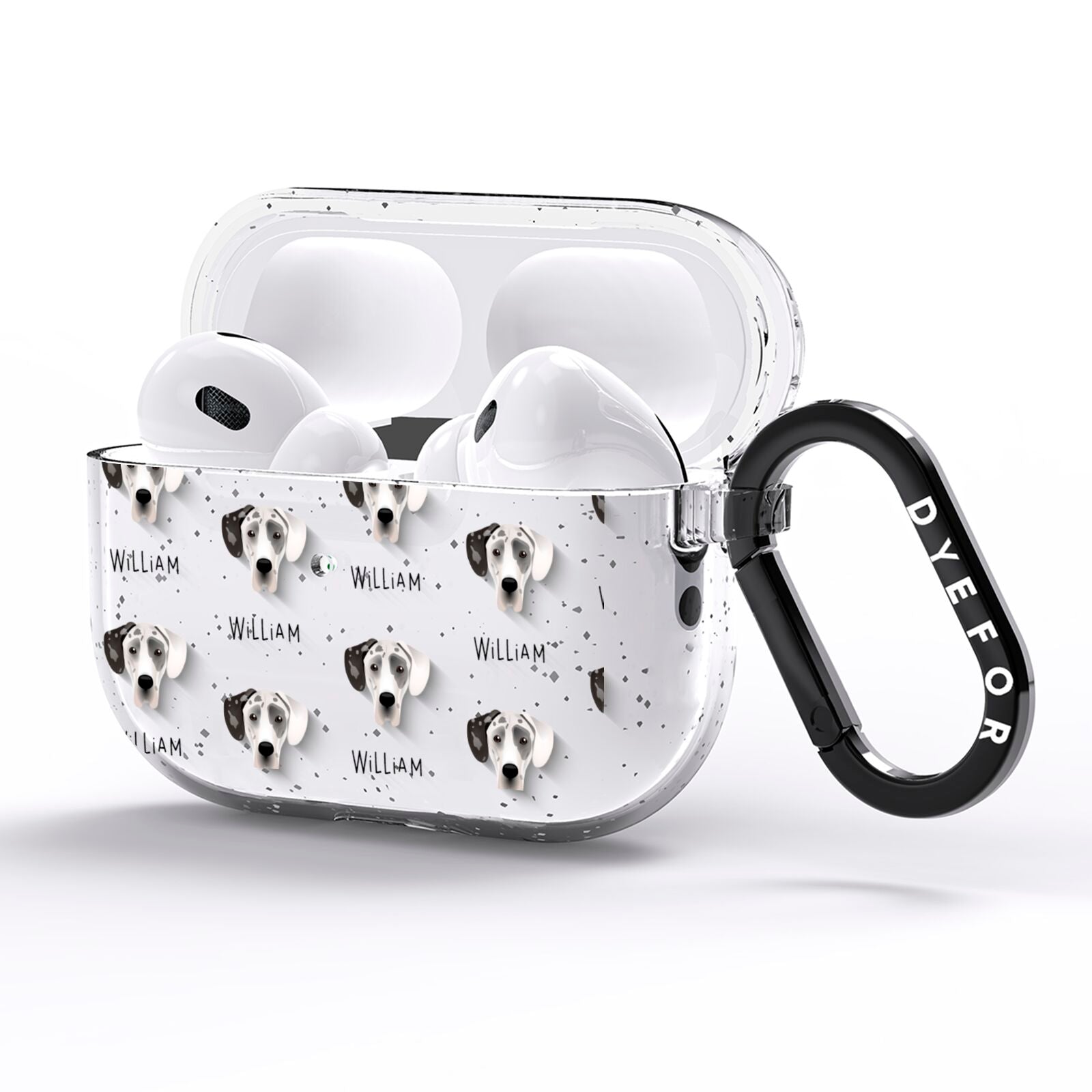 Great Dane Icon with Name AirPods Pro Glitter Case Side Image
