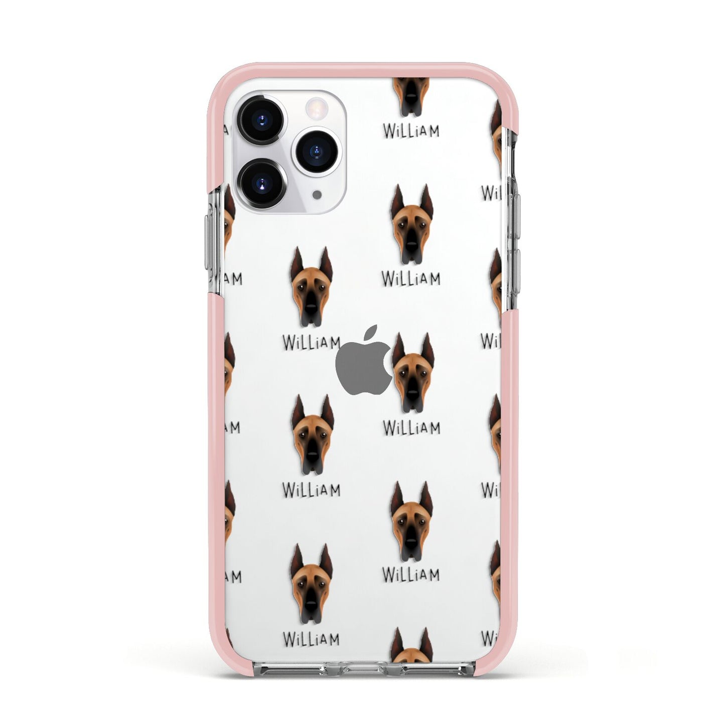 Great Dane Icon with Name Apple iPhone 11 Pro in Silver with Pink Impact Case