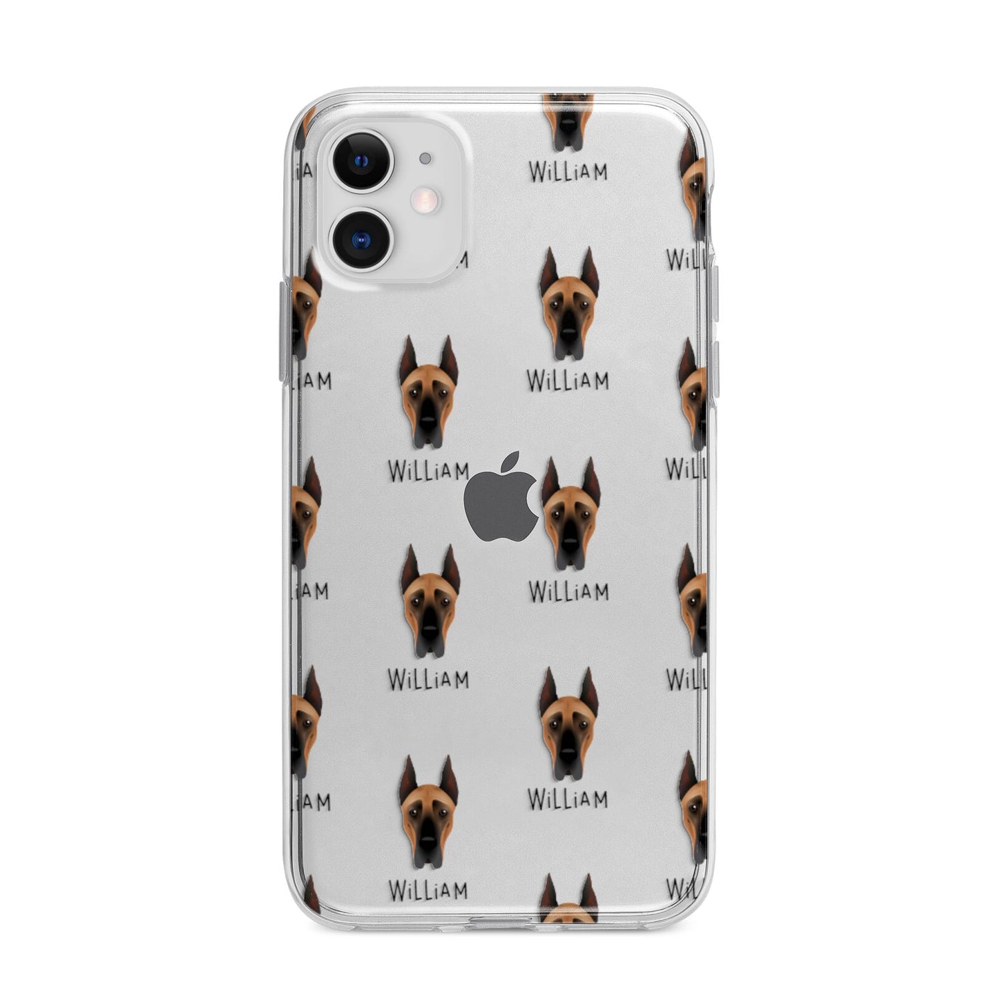 Great Dane Icon with Name Apple iPhone 11 in White with Bumper Case