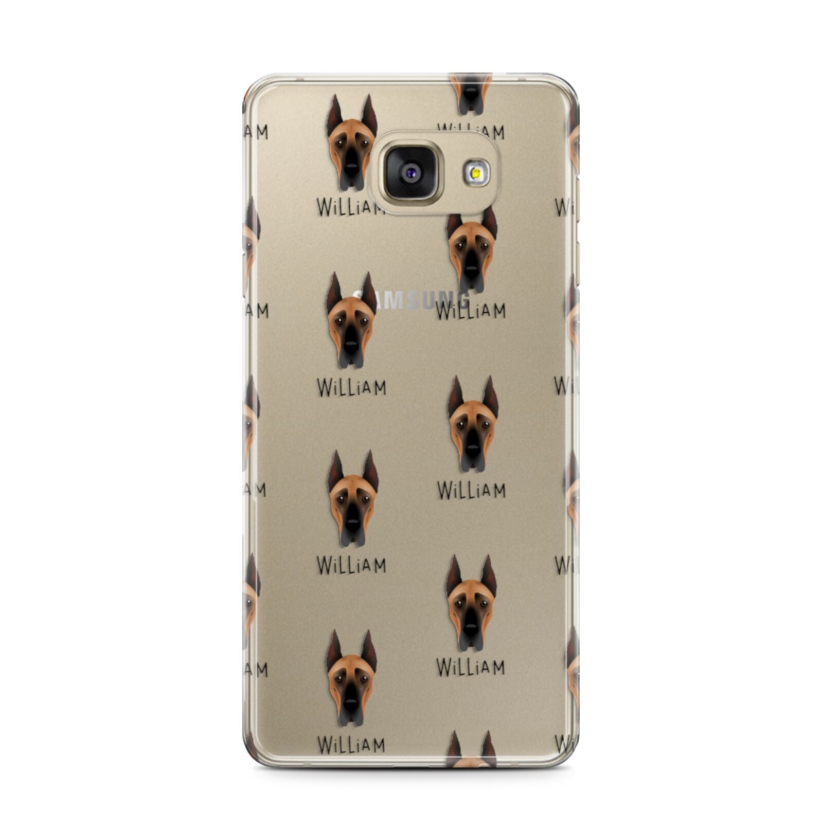 Great Dane Icon with Name Samsung Galaxy A7 2016 Case on gold phone