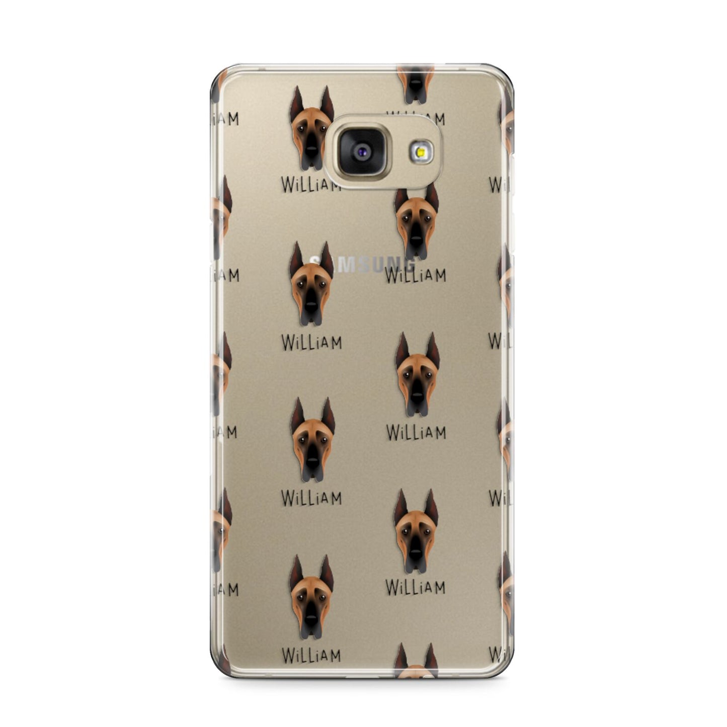 Great Dane Icon with Name Samsung Galaxy A9 2016 Case on gold phone