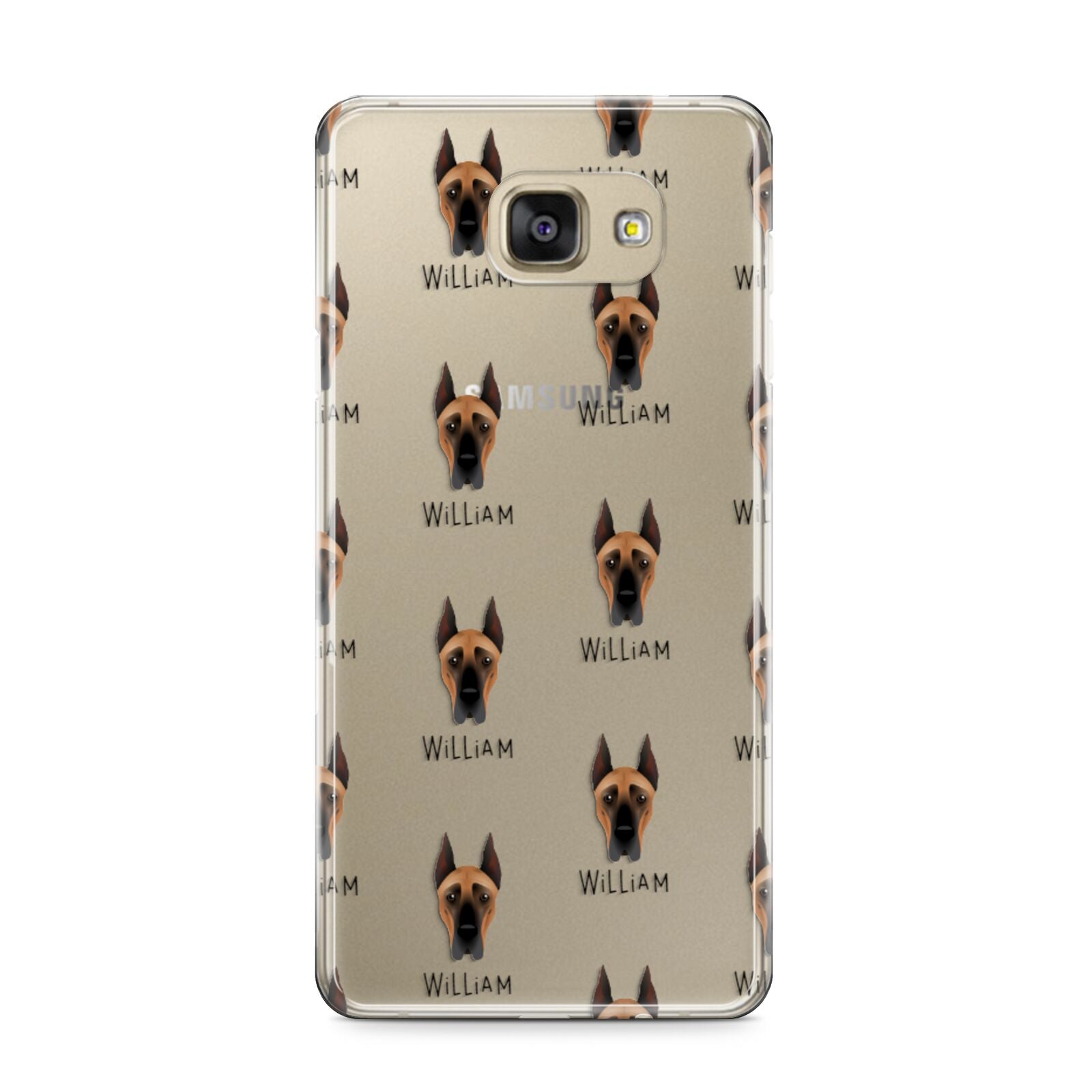 Great Dane Icon with Name Samsung Galaxy A9 2016 Case on gold phone