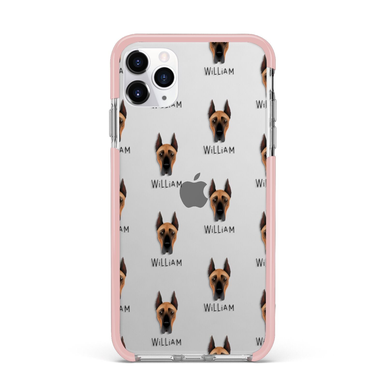 Great Dane Icon with Name iPhone 11 Pro Max Impact Pink Edge Case