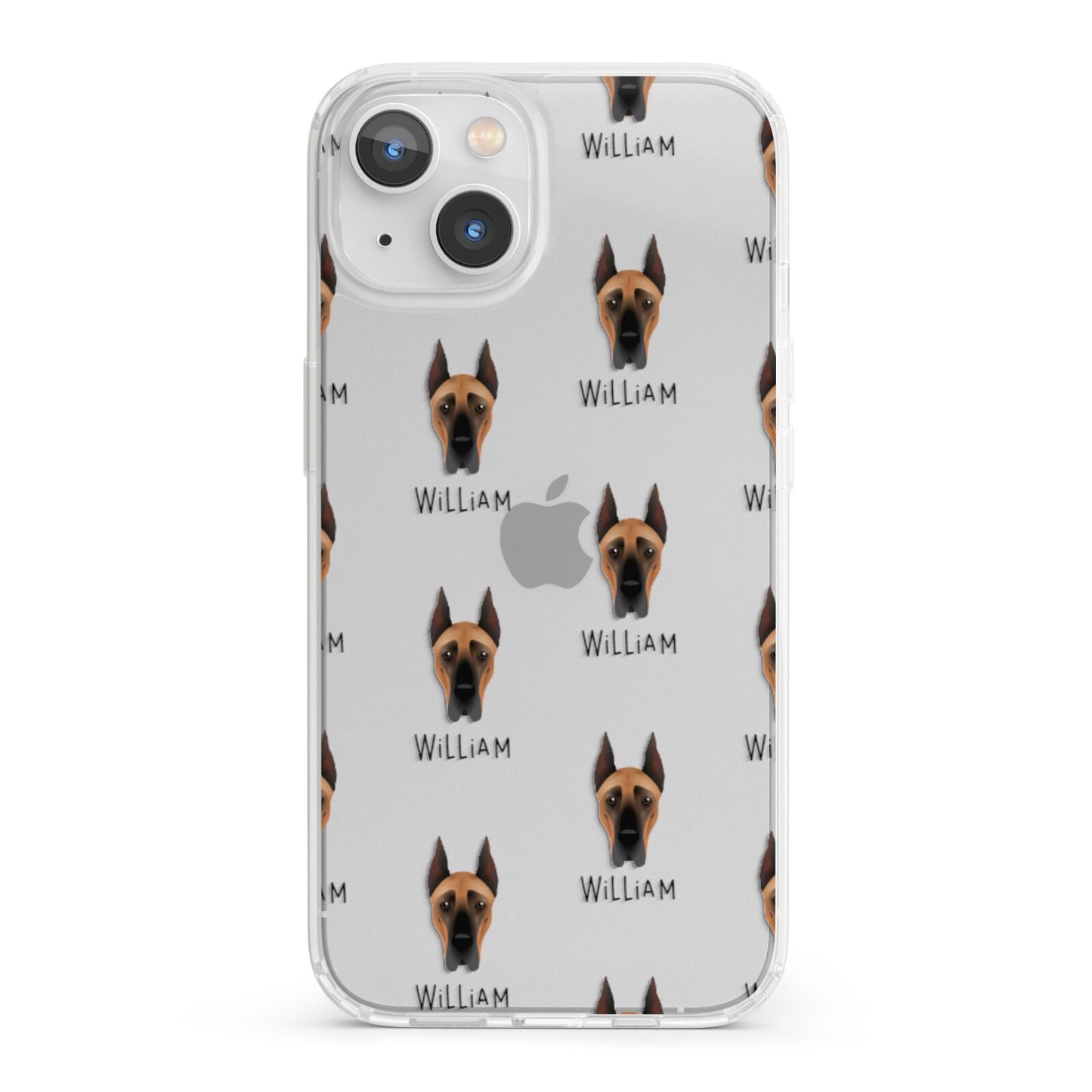 Great Dane Icon with Name iPhone 13 Clear Bumper Case