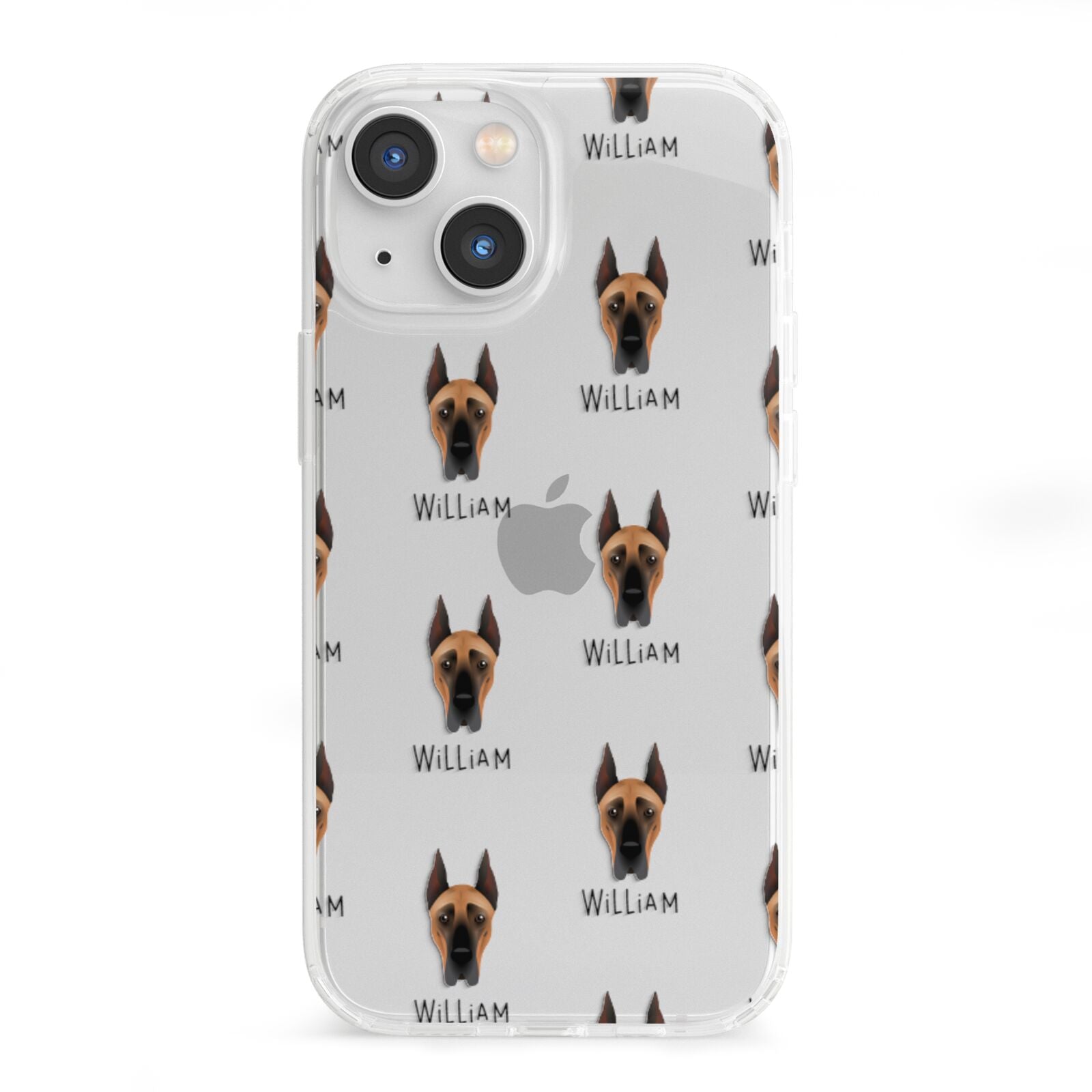Great Dane Icon with Name iPhone 13 Mini Clear Bumper Case