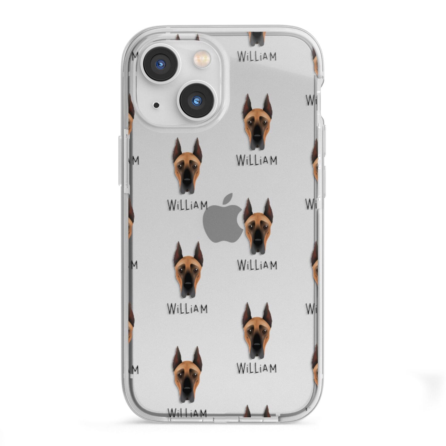 Great Dane Icon with Name iPhone 13 Mini TPU Impact Case with White Edges